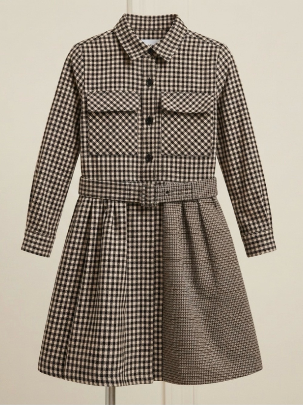 ZARA Girls Black & Brown Gingham Plaid Shirt Dress - Size 6 Years
